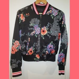 Rue 21 Floral Satin Bomber Jacket